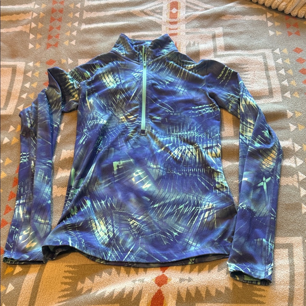 Nike dry fit Blue and Green fleece Quarter-Zip Pullover